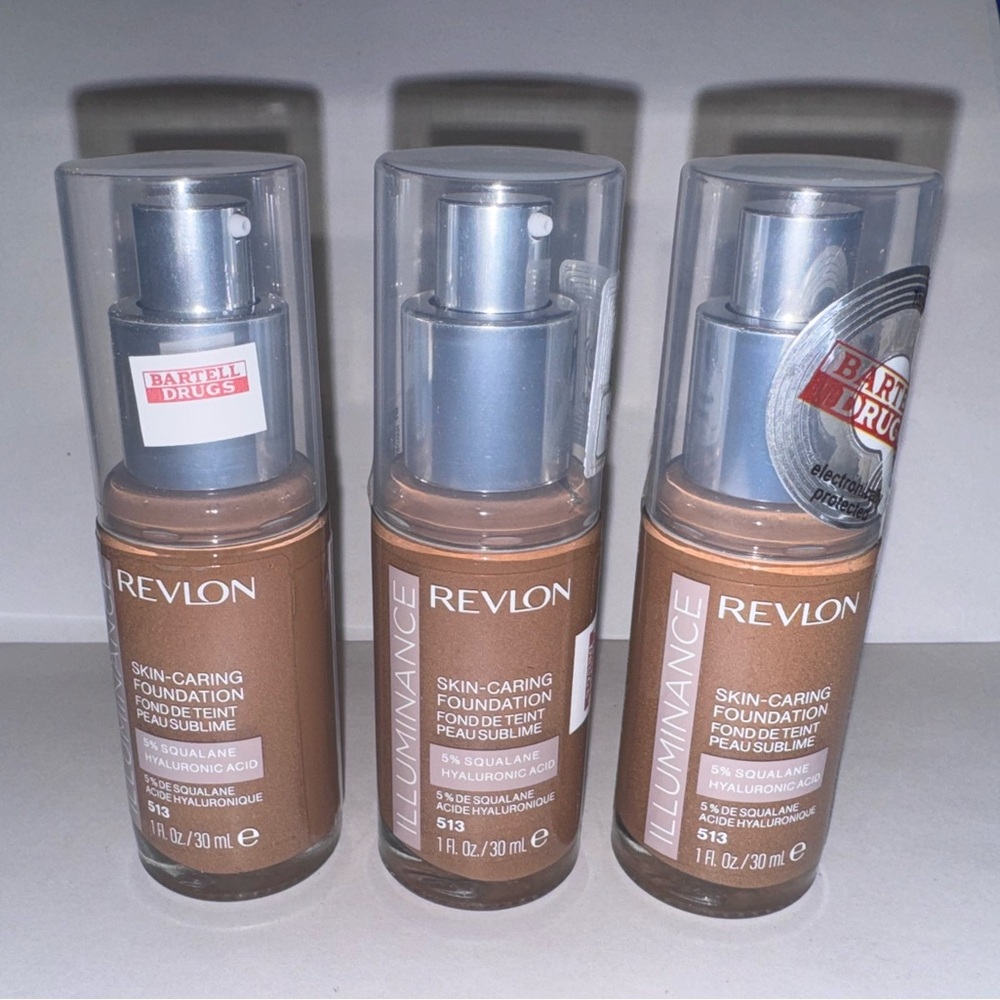 x3 Shade 513 BROWN SUEDE - REVLON Illuminance SKIN-CARING Foundation -X3 Bottles